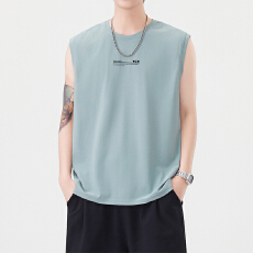 批发冰丝凉感无袖T恤男背心2025新款夏季液氨丝光棉宽松薄款<b class='q'>汗衫</b>运动
