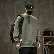 批发实拍2025秋季潮牌卫衣男圆领宽松<b class='q'>日系</b><b class='q'>复古</b>套头百搭潮流卫衣