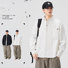 批发实拍2025秋季新款长袖衬衫男潮流百搭痞帅宽松休闲韩版衬衣外套