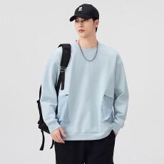 2025秋季新款潮牌卫衣男迪桑麻圆领长袖宽松帅气口袋设计百搭T恤