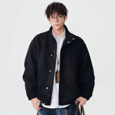 批发实拍2025秋季潮牌麂皮绒立领工装夹克男<b class='q'>日系</b><b class='q'>复古</b>百搭宽松休闲外套
