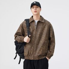 批发实拍2025秋<b class='q'>冬</b>新款皮衣夹克男翻领美式休闲宽松百搭痞帅复古外套男