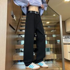 批发实拍2025秋冬新款韩版小直筒休闲裤<b class='q'>男</b>松紧腰长裤宽松百搭西装裤子