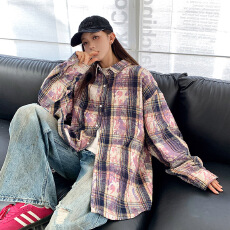 批发实拍2025秋季新款扎染<b class='q'>迷彩</b>格子长袖<b class='q'>衬衫</b>宽松百搭潮流中性款<b class='q'>衬衣</b>