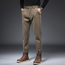 批发实拍2025秋冬新款毛呢小<b class='q'>西裤</b>男直筒百搭弹力轻商务通勤休闲裤男