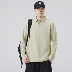 批发实拍2025秋季新款长袖Polo衫男宽松百搭纯棉翻领打底衫长袖T恤