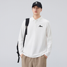 批发实拍2025秋冬新款纯棉翻领长袖Polo衫男宽松百搭简约刺绣长袖T恤