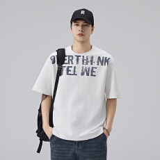 批发实拍2025早秋新款加厚320g重磅圆领<b class='q'>短袖</b>T恤潮牌洗水磨破潮流印花