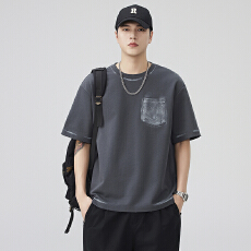 批发实拍2025早秋新款潮牌重磅圆领<b class='q'>短袖</b>T恤加厚320g洗水磨破潮流复古