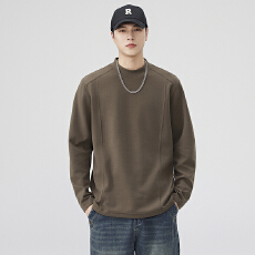 批发实拍2025秋冬新款重磅300g斜纹云朵绒打底衫长袖T恤上衣男