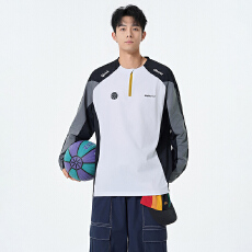 批发实拍2025新款长袖T恤男潮牌速干拼接款休闲圆领抑菌防紫外线运动T