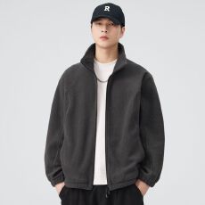 批发实拍2025秋冬新款开衫卫衣男<b class='q'>日系</b><b class='q'>复古</b>立领外套百搭休闲潮牌情侣款