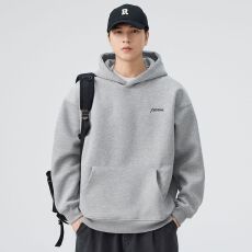 批发实拍2025秋冬新款简约刺绣卫衣男<b class='q'>日系</b><b class='q'>复古</b>宽松套头百搭休闲帽衫