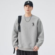 批发实拍2025秋冬新款潮牌简约刺绣<b class='q'>日系</b>卫衣男复士古宽松套头百搭上衣