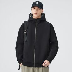 批发实拍2025秋冬新款连帽<b class='q'>日系</b><b class='q'>复古</b>拉链开衫卫衣男百搭潮流宽松帽衫