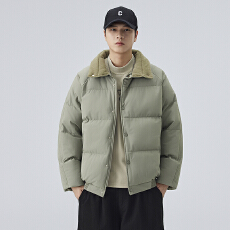 批发实拍冬季新款简约翻领棉服<b class='q'>男</b>宽松休闲百搭锁温防风保暖<b class='q'>棉衣</b>外套