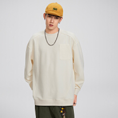 批发实拍秋冬新款美式潮牌休闲卫衣男士宽松圆领长袖<b class='q'>t</b><b class='q'>恤</b>纯色打底上衣