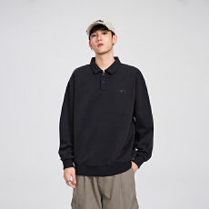 批发秋冬装重磅卫衣男复古潮牌宽松百搭翻领长袖T恤<b class='q'>休闲</b>Polo衫