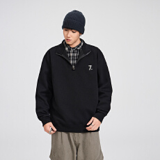 批发秋冬装重磅休闲半拉链<b class='q'>潮牌</b>立领卫衣男宽松韩版百搭长袖<b class='q'>T</b><b class='q'>恤</b>上衣