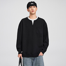 批发秋冬装潮牌假两件卫衣男日系简约百搭宽松<b class='q'>休闲</b>撞色体恤上衣