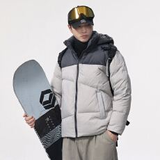 批发冬装新款重磅羽绒服男士连帽加厚时尚拼色面包服90白鸭绒羽绒服