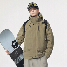 批发冬装新款重磅潮牌结构拼接大口袋连帽羽绒服男90白鸭绒保暖外套