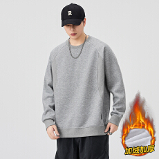 冬季加绒加厚新款圆领卫衣男潮牌宽松休闲结构款保暖锁温上衣