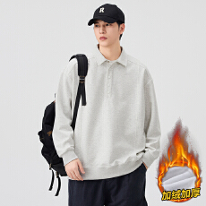 冬装加绒锁温保暖POLO领文艺结构款潮牌卫衣百搭休闲加厚上衣