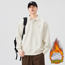 批发冬装加绒加厚重磅卫衣男宽松百搭翻领长袖<b class='q'>T</b><b class='q'>恤</b>保暖锁温御寒Polo衫