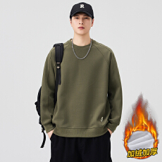 批发冬季加绒保暖休闲卫衣男<b class='q'>潮牌</b>结构款宽松长袖T恤加厚锁温打底上衣