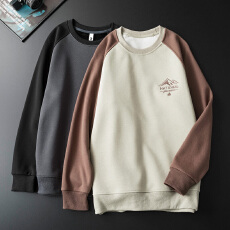 批发冬季加绒加厚潮牌插肩袖卫衣<b class='q'>男</b>宽松百搭纯棉圆领套头锁温保暖