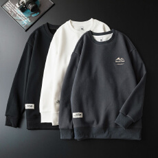 批发加绒加厚冬季新款潮牌卫衣宽松百搭圆领套头简约绣花保暖锁温上衣