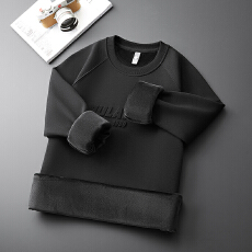 加绒冬装新款潮牌宽松圆领字母钢印卫衣男百搭加厚保暖锁温上衣