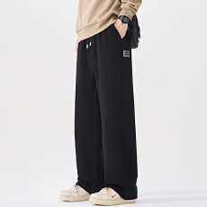 实拍2025秋冬新款棉针织拖地休闲裤男宽松百搭运动卫裤