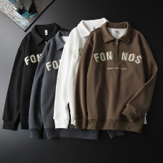 批发加绒加厚冬装新款长袖Polo衫男宽松百搭纯棉舒适保暖锁温打底卫衣