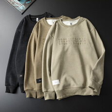 批发冬装加绒加厚卫衣男纯棉舒适百搭宽松潮流圆领厚实保暖锁温打底衫