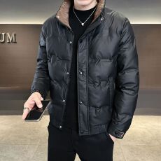 实拍2025冬季新款新国标羽绒服男简约轻薄百搭立领羽绒外套