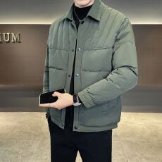 实拍2025冬季新款翻领羽绒外套新国标简约轻薄百搭潮流羽绒服男