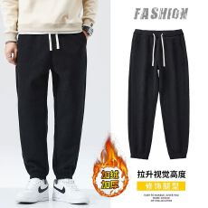 加绒加厚重磅博澳绒休闲裤男冬季新款潮流保暖御寒束脚长裤