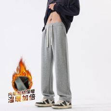 批发加绒加厚保暖纯棉针织卫裤男冬季新款<b class='q'>潮</b>流简约百搭裤脚抽绳运动裤