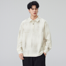 批发实拍新款潮牌扎染纯棉品质半纽扣卫衣<b class='q'>男</b>宽松百搭翻领长袖<b class='q'>体恤</b>