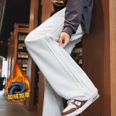 批发冬季加绒加厚保暖针织棉休闲卫裤男宽松百搭松紧腰锁温御寒裤子
