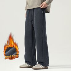 批发冬季加绒加厚保暖博澳绒休闲裤男松紧腰直筒舒适锁温御寒长裤