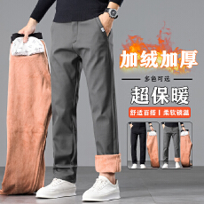 批发加绒加厚冬季新款纯棉弹力直筒轻<b class='q'>商务</b>通勤保暖锁温<b class='q'>休闲</b>裤男