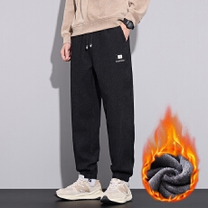 批发冬季加绒保暖休闲裤男宽松百搭束脚运动裤加厚锁温御寒长裤