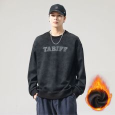 加绒加厚卫衣男冬季新款宽松百搭圆领冬装保暖锁温打底衫大码上衣