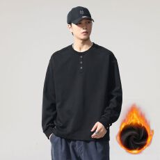 加绒加厚冬季新款长袖卫衣男宽松大码休闲潮流内搭锁温打底衫