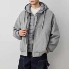 批发新国标90绒保暖羊毛呢羽绒服冬季新款男士加厚夹克外套