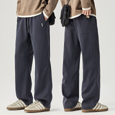 批发秋<b class='q'>冬</b>新款直筒休闲裤男宽松百搭舒适简约松紧腰长裤