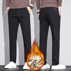 批发加绒保暖<b class='q'>冬</b>季新款雪尼尔轻商务半松紧休闲裤男修身弹力通勤长裤